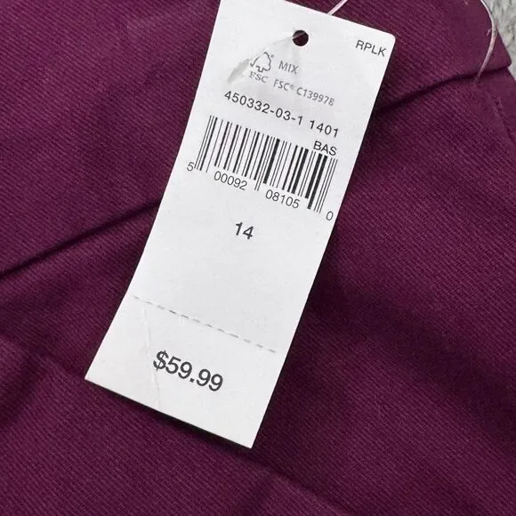 Gap NWT Slim Ankle Khaki Women's Size 14 (W34in x 26in.) Dark Raspberry - Picture 7 of 11